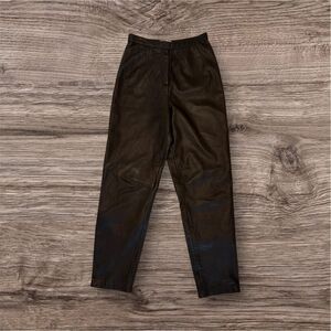 Lord & Taylor Brown Leather High Waist Trousers Size 10